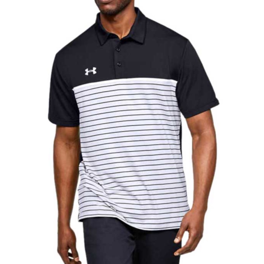 Under Armour Men's Black Stripe Mix-Up Polo
